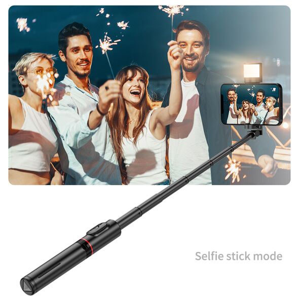 Techsuit Selfie Stick Wireless - Techsuit LED Tripod (Q12S) - Black 5949419062474 έως 12 άτοκες Δόσεις