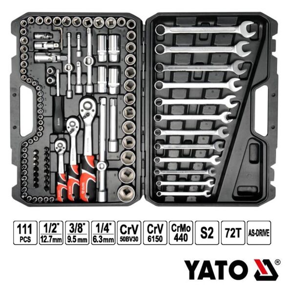 YATO ΚΑΡΥΔΑΚΙΑ ΣΕΤ 1/2-3/8-1/4 111ΤΜΧ YT-38831 20038831 εως 12 άτοκες δόσεις