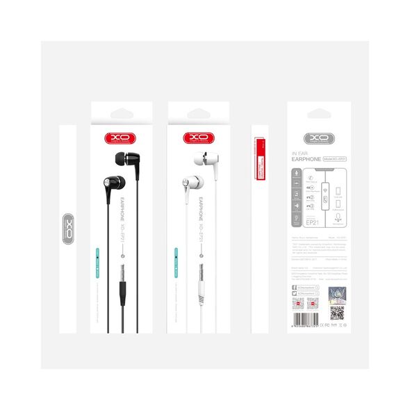 XO EP21 wired earphones hands free in-ear 3.5mm Μαύρο XO-EP21-BK 53420 έως 12 άτοκες Δόσεις