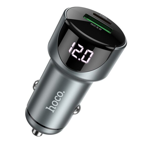 HOCO - Z42 CAR CHARGER USB QC3.0 + PD 20W LED Light road Gray HOC-Z42-GR 44864 έως 12 άτοκες Δόσεις