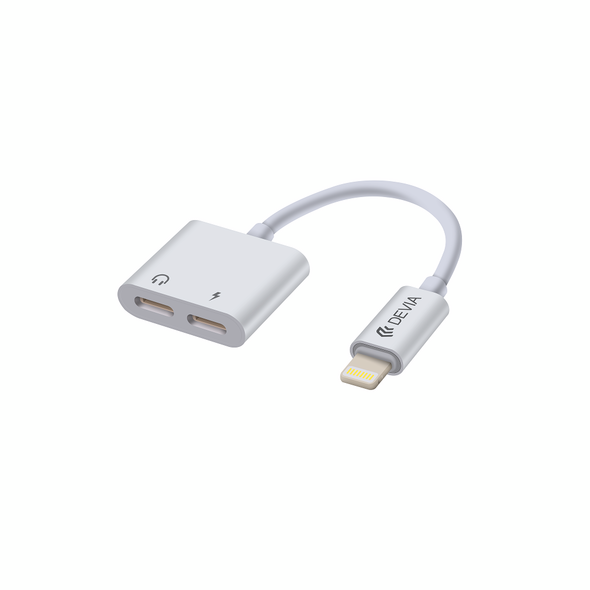 DEVIA Smart 2 in 1 Dual Lightning Adapter Charging Splitter Audio Cable White DVAD-313103 4313 έως 12 άτοκες Δόσεις