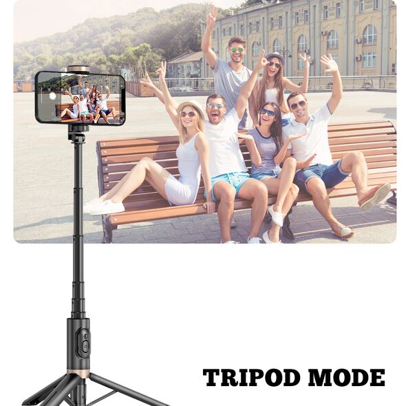 Techsuit Selfie Stick  si Trepied cu telecomanda - Techsuit (Q12) - Black 5949419000209 έως 12 άτοκες Δόσεις