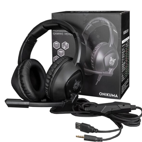 Ακουστικά Onikuma K19, Για PC, Μικρόφωνο, 3.5mm, USB, Μαύρο - 20687 έως 12 άτοκες Δόσεις