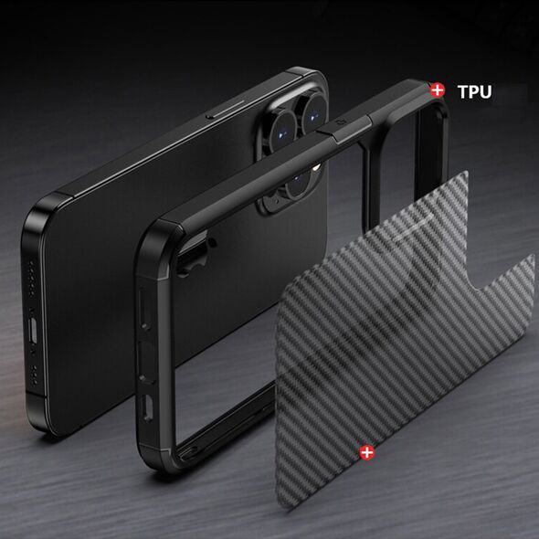 Techsuit Husa pentru iPhone 15 Pro - Techsuit Carbon Fuse - Black 5949419068315 έως 12 άτοκες Δόσεις