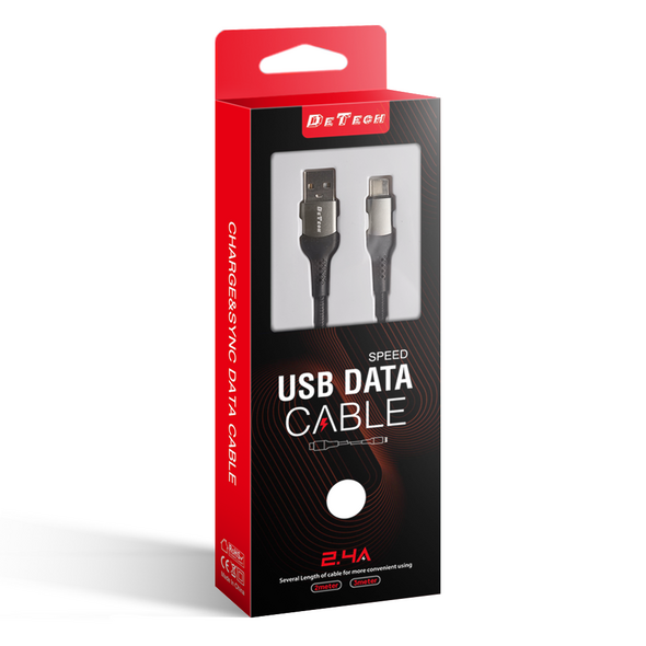 Kαλώδιο δεδομένων DeTech DE-43M3, Micro USB, 3.0m, Μαυρο - 40262