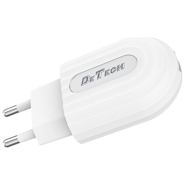 Φορτιστής δικτύου, DeTech, DE-28M, 5V/2.1A, 220V, Universal, 1 x USB, καλώδιο Micro USB, 1.0m, λευκό - 14133