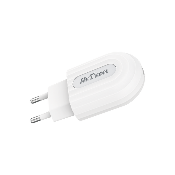 Φορτιστής δικτύου, DeTech, DE-28M, 5V/2.1A, 220V, Universal, 1 x USB, καλώδιο Micro USB, 1.0m, λευκό - 14133