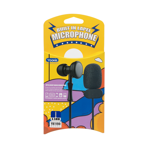 Κινητά ακουστικά Yookie YK1190, Μικροφωνο lavalier, Type-C, Μαυρο - 20557