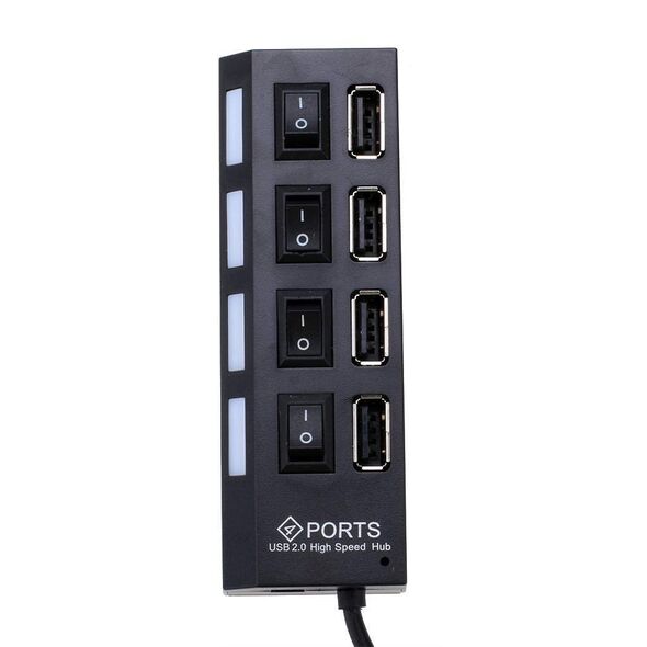 USB hub No Brand, USB 2.0, 4 θύρες, μαύρο - 12053