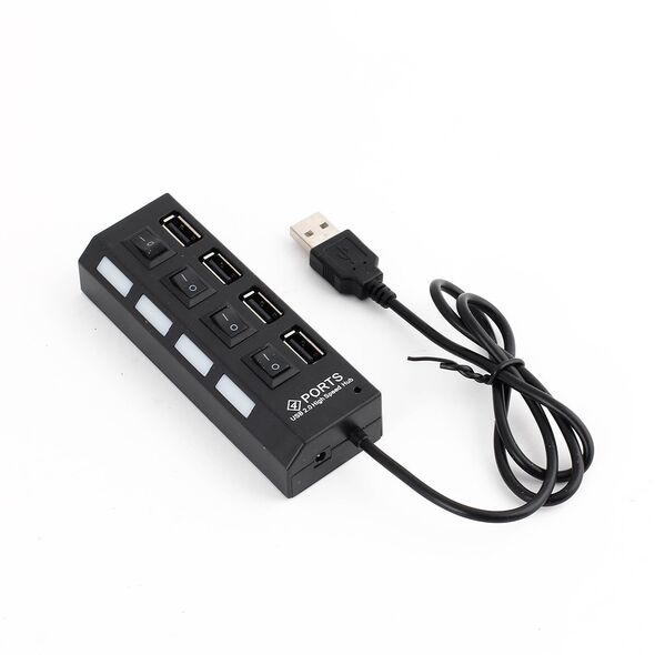 USB hub No Brand, USB 2.0, 4 θύρες, μαύρο - 12053