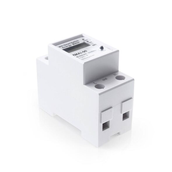 Smart energy meter No brand PST-ZMAi-90, For 35mm DIN, 220V, 60A, Wi-Fi, Tuya Smart, White - 91023