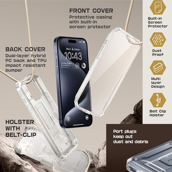 Supcase Husa pentru iPhone 15 Pro - Supcase Unicorn Beetle Pro - Clear 0843439136717 έως 12 άτοκες Δόσεις