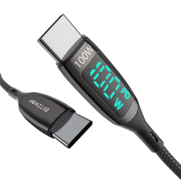 BlitzWolf USB-C to USB-C cable BlitzWolf BW-TC23, with display, 100W, 0.9m (black) 038239 5905316140141 BW-TC23 έως και 12 άτοκες δόσεις