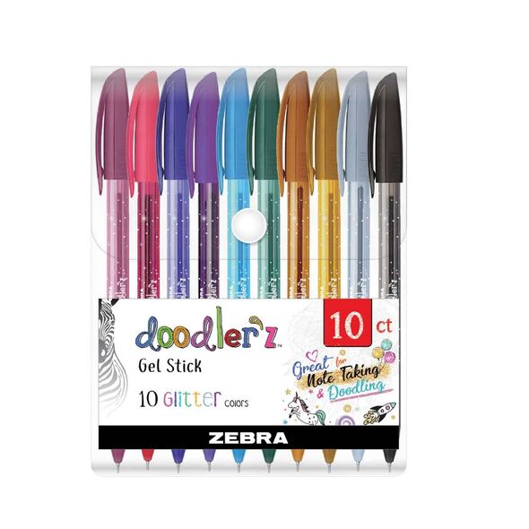 Zebra Στυλό Gel με Πολύχρωμο Μελάνι Glitter Colors 10τμχ (ZB-02619) (ZEB02619) έως 12 άτοκες Δόσεις