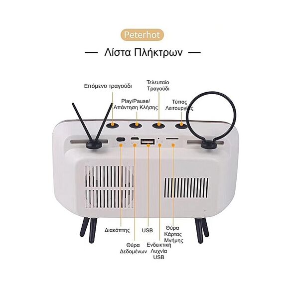 Ασύρματο Ηχείο Bluetooth και Βάση Κινητού Τύπου Vintage TV ​​