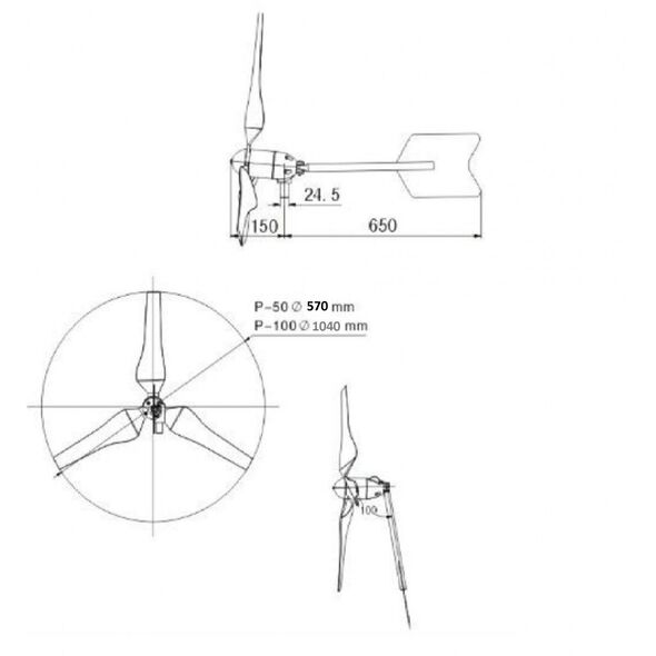 Ανεμογεννήτρια 100 Watt 12V με Ρυθμιστή Φόρτισης - Wind Turbine Jet 100FS