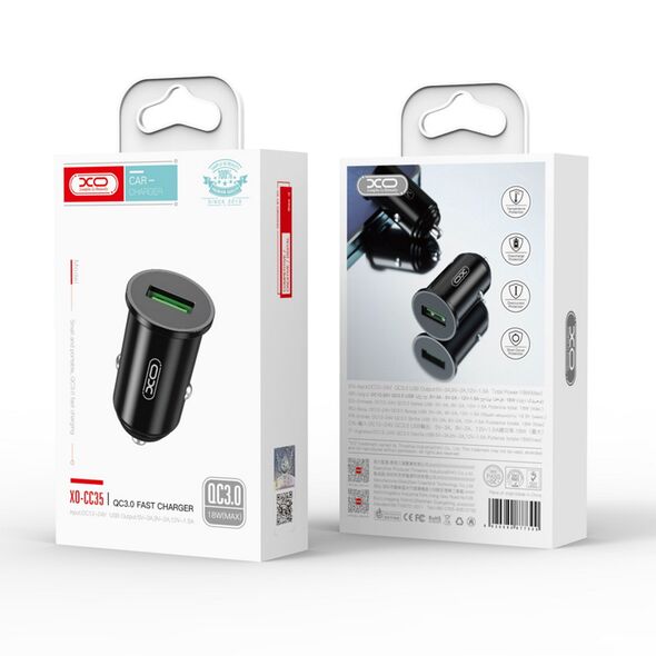 XO - CC35 CAR CHARGER 18W, USB-A, QC 3.0 black XO-CC35-BK 68394 έως 12 άτοκες Δόσεις