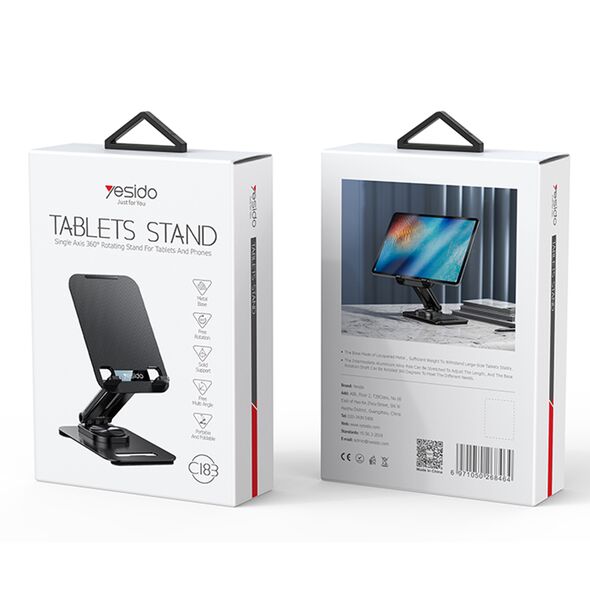 Yesido Yesido - Desk Holder (C183) - for Phone, Tablet, Foldable, Aluminum Alloy - Black 6971050268464 έως 12 άτοκες Δόσεις