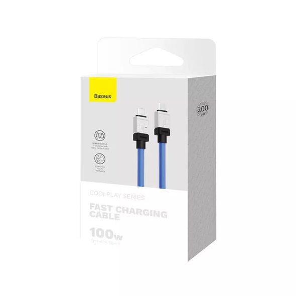 Baseus Cablu de Date Type-C la Type-C Super Fast Charging PD100W, 2m - Baseus CoolPlay Series (CAKW000303) - Blue 6932172626709 έως 12 άτοκες Δόσεις