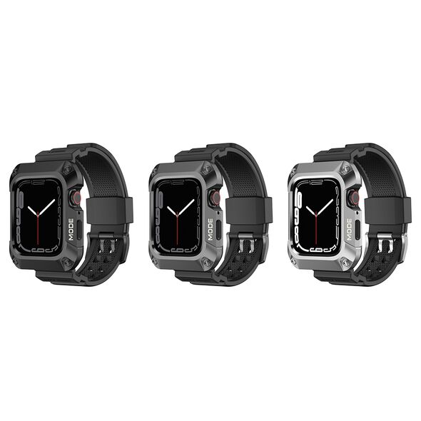 Lito Husa pentru Apple Watch 7 / 8 / 9 (45mm) + Curea - Lito Metal RuggedArmor (LS002) - Silver 5949419073944 έως 12 άτοκες Δόσεις