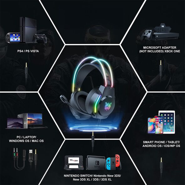 Ακουστικά Onikuma X26, Για PC, Μικρόφωνο, 3.5mm, USB, Μαύρο - 20744 έως 12 άτοκες Δόσεις