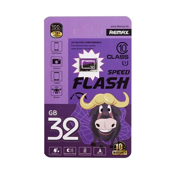 Memory card Remax Speed Flash, Micro SD, 32GB, Class 10, UHS-1, Purple - 62058 έως 12 άτοκες Δόσεις