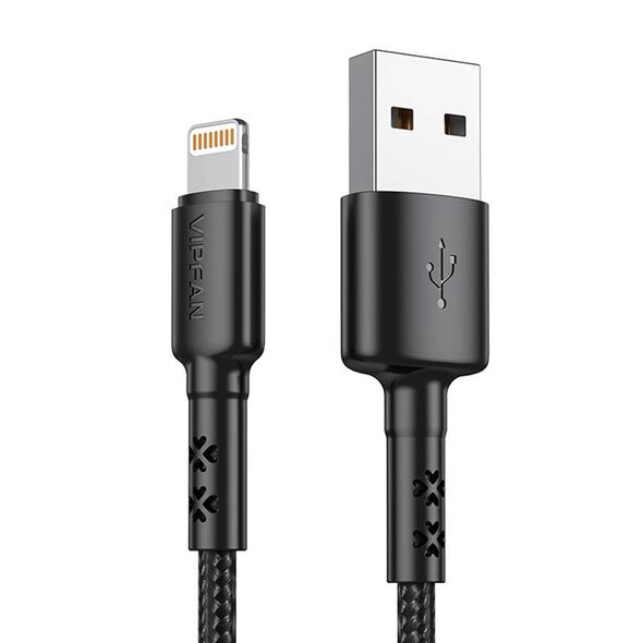 Vipfan USB to Lightning cable Vipfan X02, 3A, 1.8m (black) 036829 6971952430167 X02LT-1.8m-black έως και 12 άτοκες δόσεις