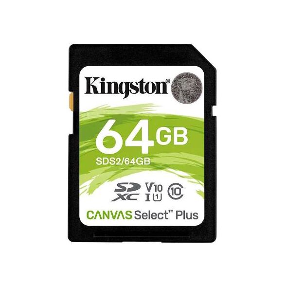 Κάρτα μνήμης SDXC C10 UHS-I U1 Kingston Canvas Select Plus 100MB/s 64Gb 740617297973 740617297973 έως και 12 άτοκες δόσεις