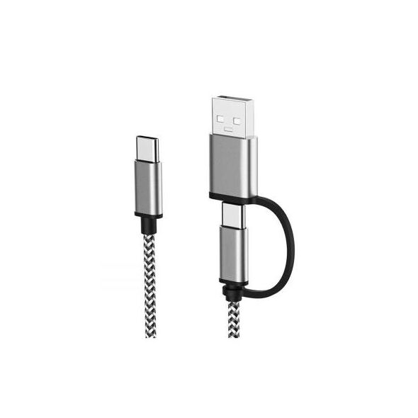 Καλώδιο Σύνδεσης USB 2.0 2 σε 1 USB C σε USB C ή USB A 2.4A 1m Μαύρο-Λευκό (Ασυσκεύαστο) 1110111010315 1110111010315 έως και 12 άτοκες δόσεις