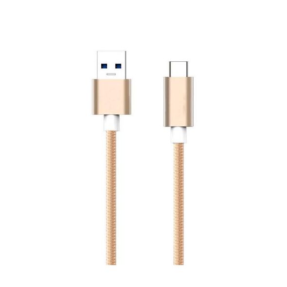 Καλώδιο Σύνδεσης USB 2.0 Braided inos USB A σε USB C Metallic 1m Χρυσό 5205598093600 5205598093600 έως και 12 άτοκες δόσεις
