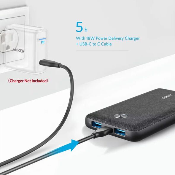 Anker Baterie Externa 2x USB, Type-C, 10000mAh, 18W - Anker PowerCore III Sense 10K (A1248G11) - Black 0194644077983 έως 12 άτοκες Δόσεις