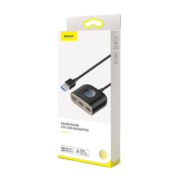 Baseus Baseus Square Round USB Adapter, HUB USB 3.0 to 1x USB 3.0 + 3x USB 2.0.1m (Black) 021655  CAHUB-AY01 έως και 12 άτοκες δόσεις 6953156297104