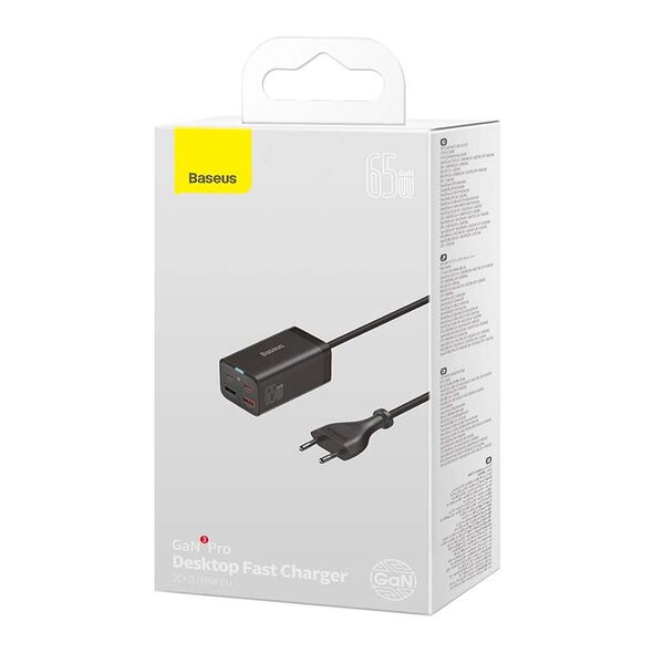 Baseus Quick Charger Baseus GaN3 Pro, 2x USB-C, 2x USB, 65W (black) 031107  CCGP040101 έως και 12 άτοκες δόσεις 6932172600334
