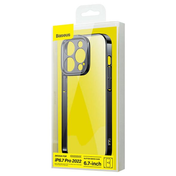Baseus Baseus Glitter Transparent Case and Tempered Glass set for iPhone 14 Pro Max (black) 038944  ARMC021101 έως και 12 άτοκες δόσεις 6932172615475