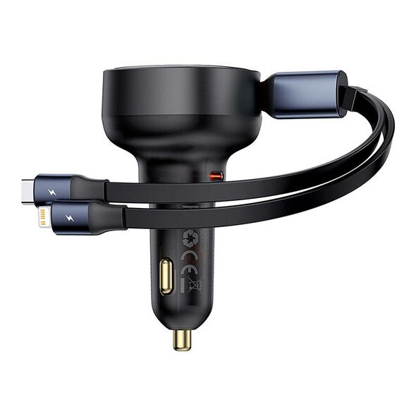 Baseus Car Charger Baseus Enjoyment USB-C with USB-C cable and Lightning  60W (black) 054732  C00057802111-00 έως και 12 άτοκες δόσεις 6932172641641