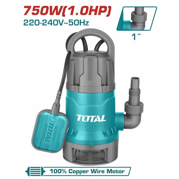 TOTAL ΥΠΟΒΡΥΧΙΑ ΑΝΤΛΙΑ ΑΚΑΘΑΡΤΩΝ ΥΔΑΤΩΝ 750W (TWP87506) ως 12 Άτοκες Δόσεις