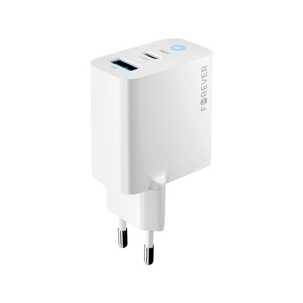 Forever TC-06-20AC PD QC charger 1x USB-C 1x USB 20W white