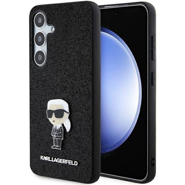 Karl Lagerfeld case for Samsung Galaxy S24 Plus KLHCS24MGKNPSK black HC IKONIK FIXED GLITTER IKONIK LOGO METAL PIN