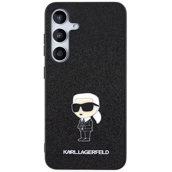 Karl Lagerfeld case for Samsung Galaxy S24 Plus KLHCS24MGKNPSK black HC IKONIK FIXED GLITTER IKONIK LOGO METAL PIN