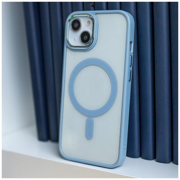 Satin Clear Mag case for iPhone 14 Pro 6,1&quot; blue