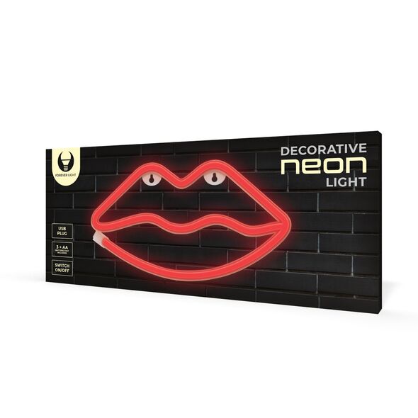 Neon LED Light LIPS red Bat + USB FLNEO8 Forever Light