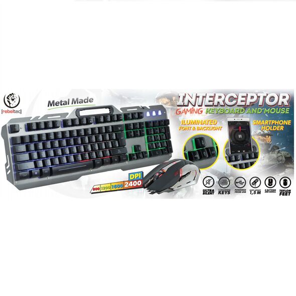 Rebeltec wired set: LED keyboard + mouse for INTERCEPTOR players 5902539601367