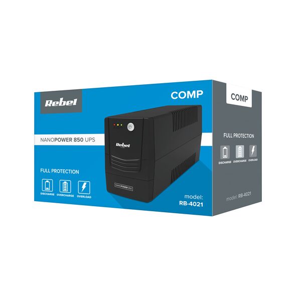 Rebel UPS Rebel Nanopower 850 Offline 850VA 480W 230V 50Hz  έως 12 άτοκες Δόσεις RB-4021