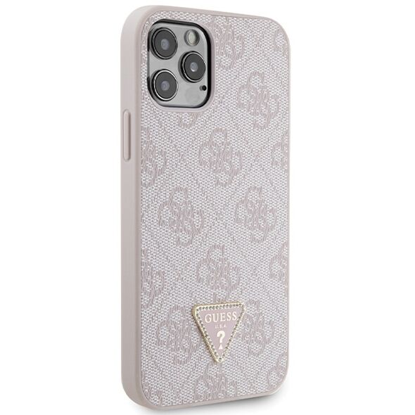 Guess case for iPhone 12 / 12 Pro 6,1&quot; GUHCP12MP4TDSCPP pink HC PU Leather Metal Logo Strass Crossbody 3666339147136