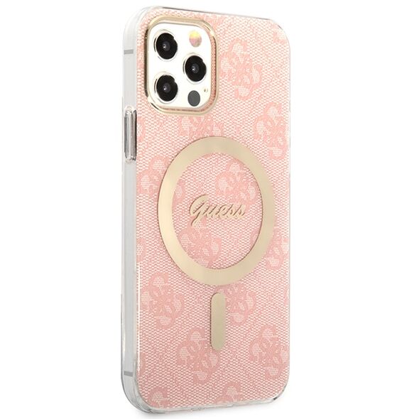 Guess set case + charger for iPhone 12 / 12 Pro 6,1&quot; GUBPP12MH4EACSP pink hard case 4G Print MagSafe 3666339103002