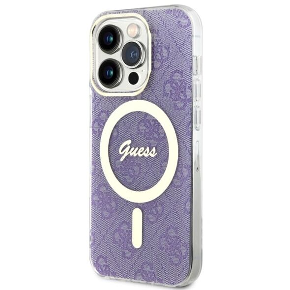 Guess case for iPhone 14 Pro 6,1&quot; GUHMP14LH4STU purple hard case 4G MagSafe 3666339118242