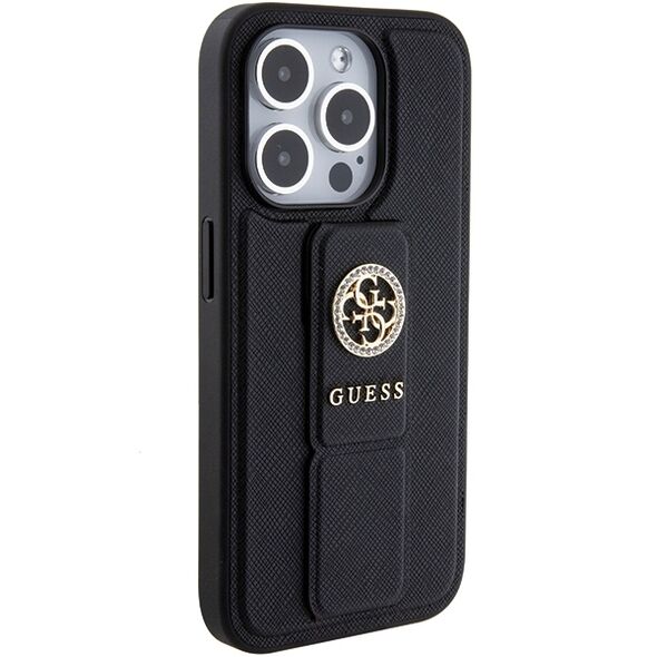 Guess case for iPhone 15 Pro 6,1&quot; GUHCP15LPGSSADK black HC GRIPSTAND SAFFIANO 4G STRASS 3666339198435