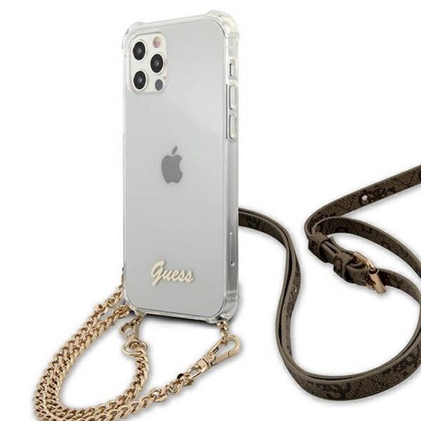 Guess case for iPhone 12 / 12 Pro 6,1&quot; GUHCP12MKC4GSGO transparent hard case 4G Gold Chain 3666339003616