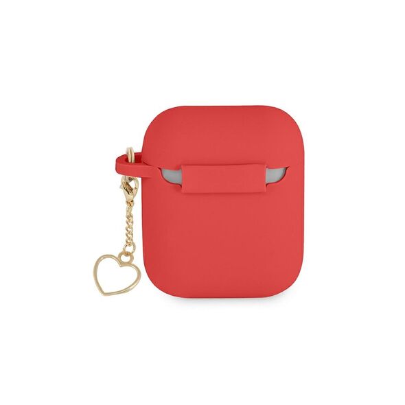 Guess case for Airpods / Airpods 2 GUA2LSCHSR red Silicone Heart Charm 3666339039097
