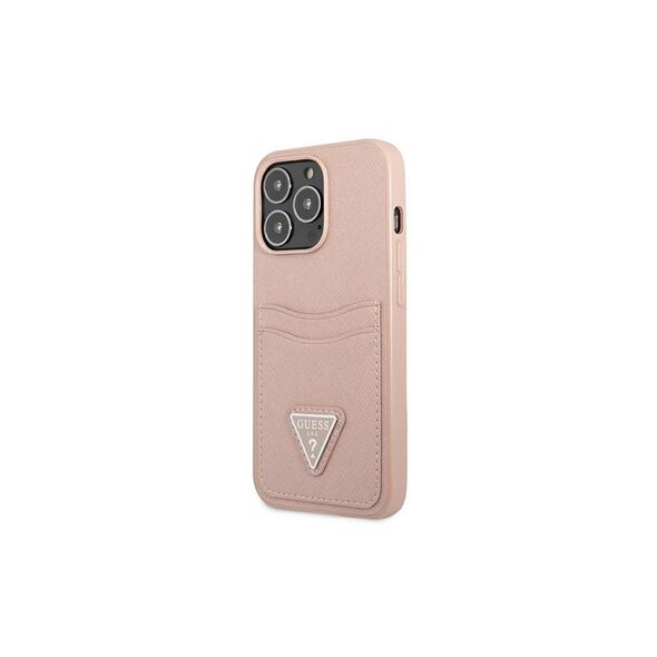 Guess case for IPhone 13 Pro 6,1&quot; GUHCP13LPSATPP hard case pink Saffiano Double Card Triangle 3666339048143